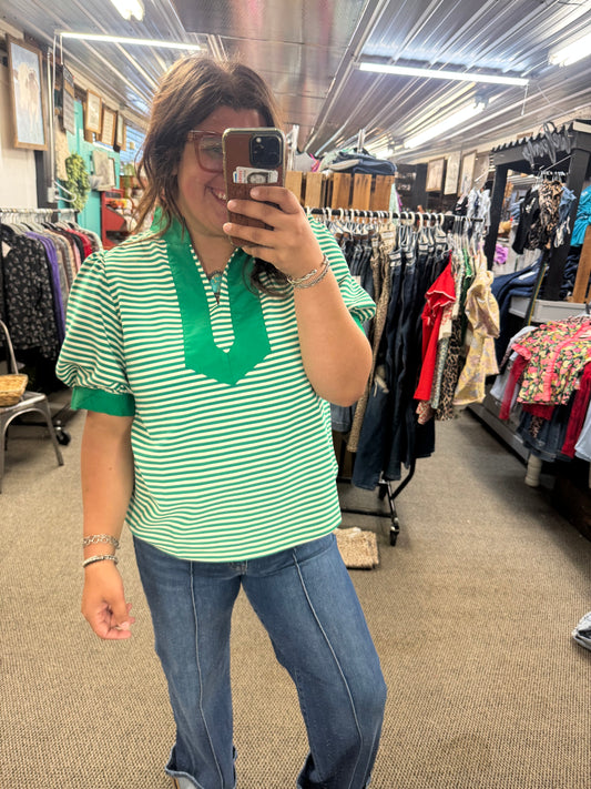 Kelly Striped Puff Sleeve