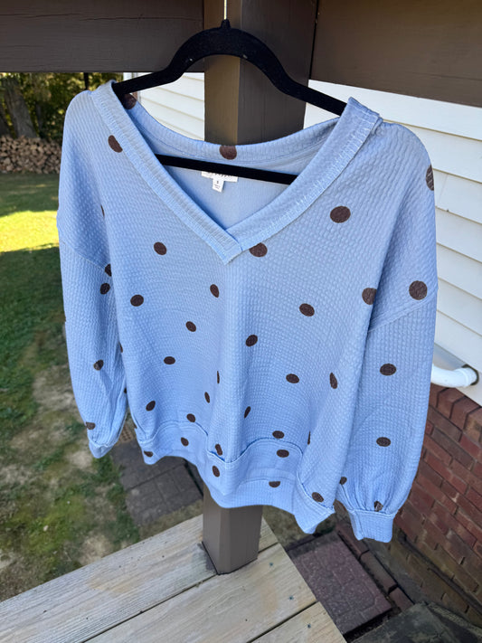 Light Blue Polka Dot Top