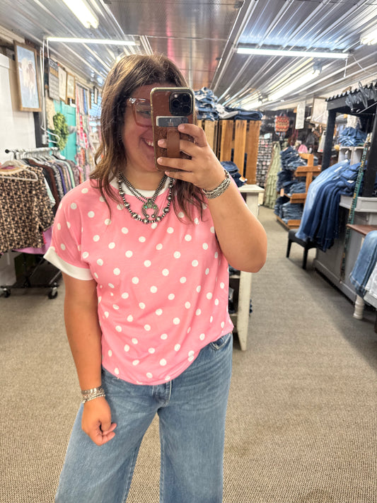 Pink Polka Dot Top