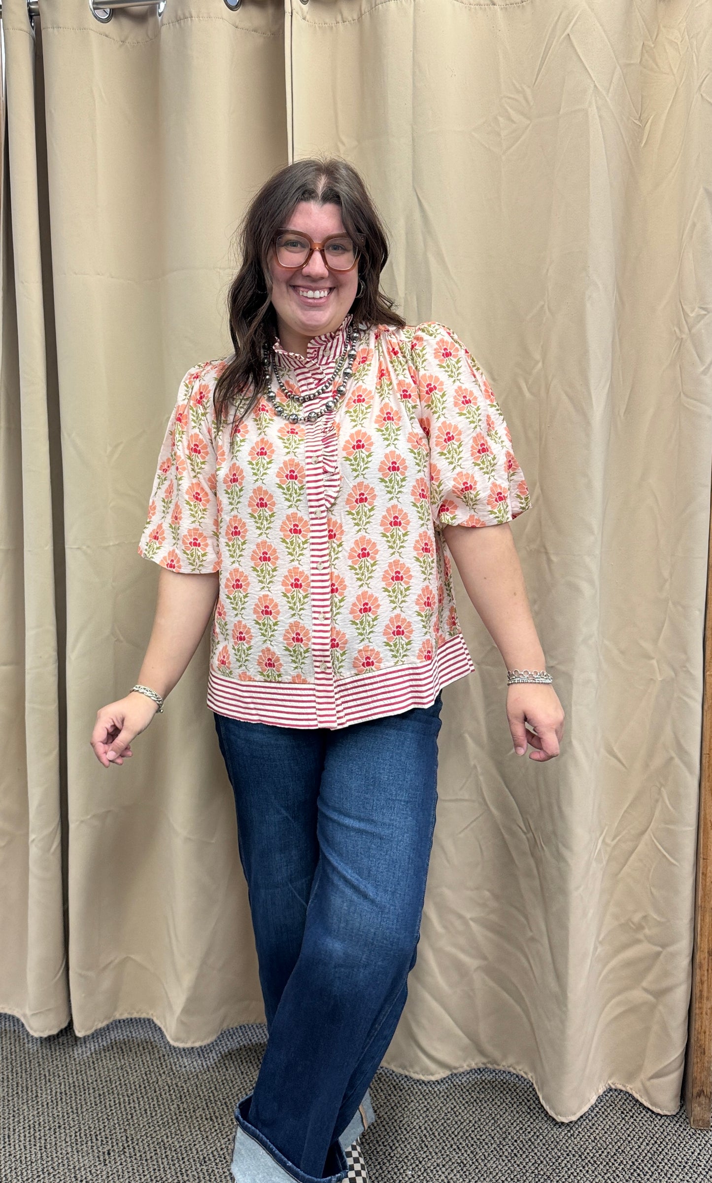 Peach Floral Top