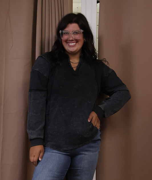 Black Washed Pullover