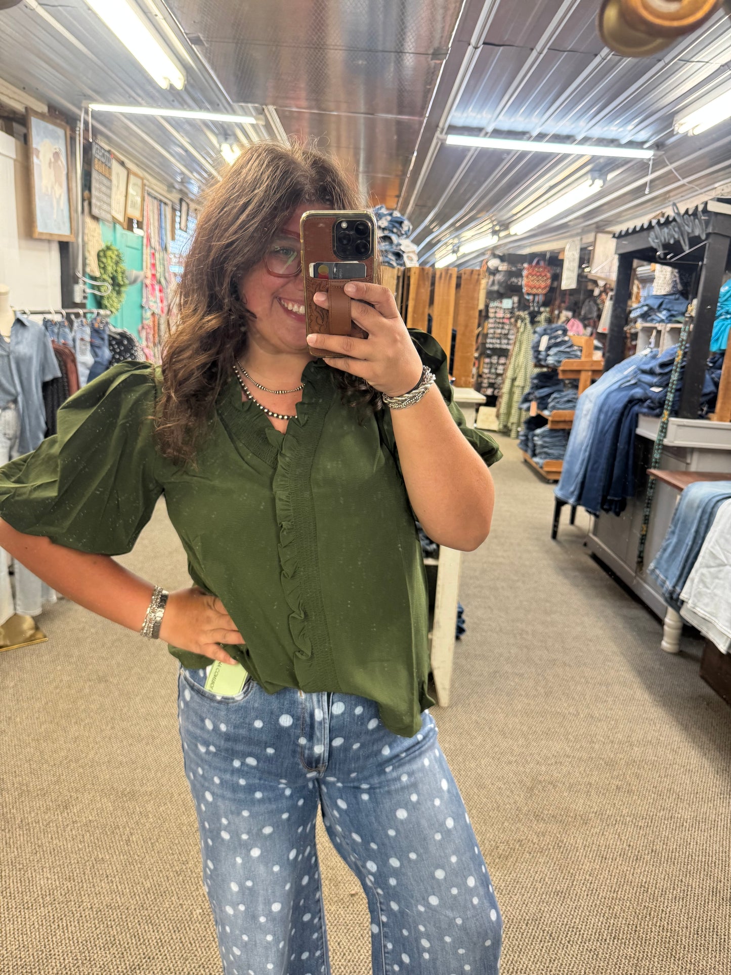 Olive Mini Ruffle Top