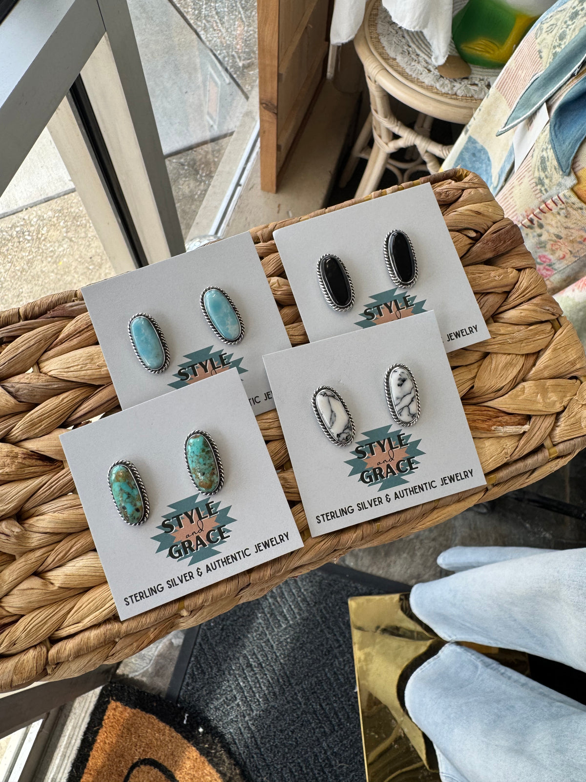 Authentic Oval Stud Earrings