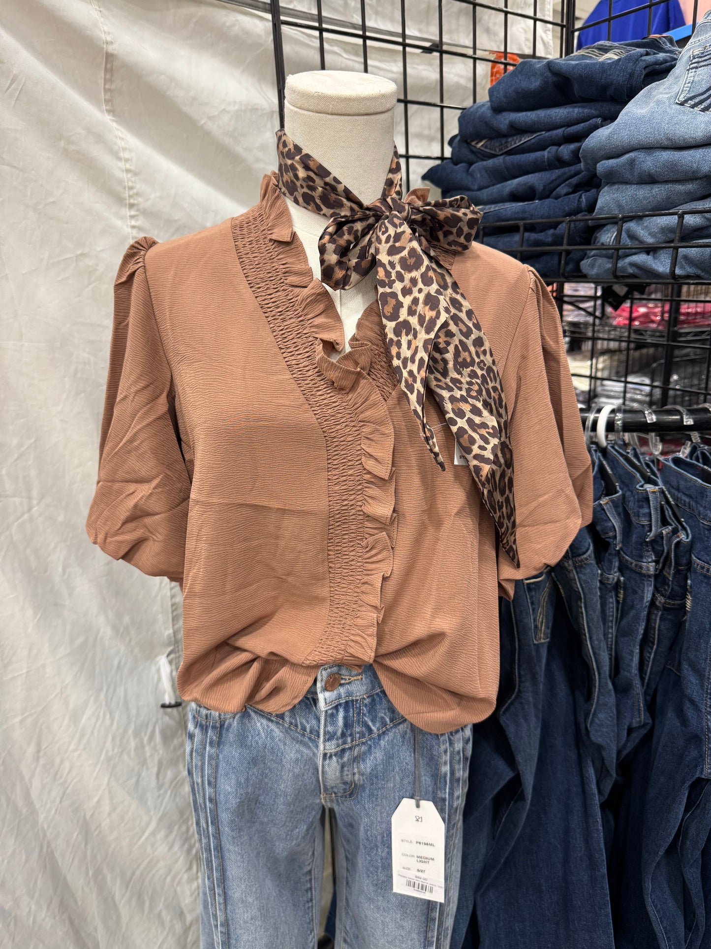 Mocha Mini Ruffle Top