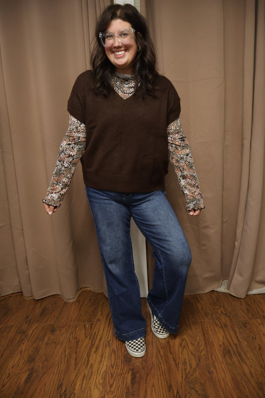 Black Floral Mesh Top