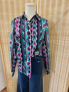 Purple Aztec Button Up