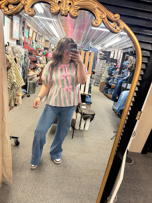 Strawberry Mint Tie Front