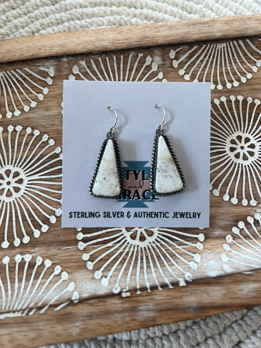 White Buffalo Triangle Earrings