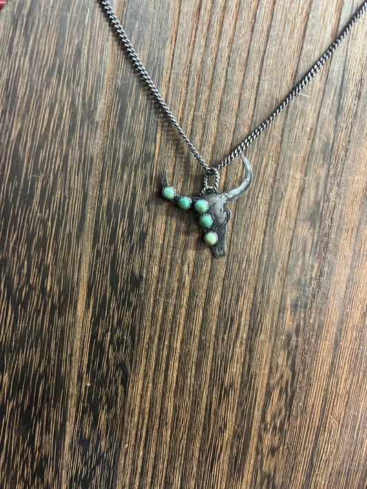 Turquoise Buffalo Pendant Necklace