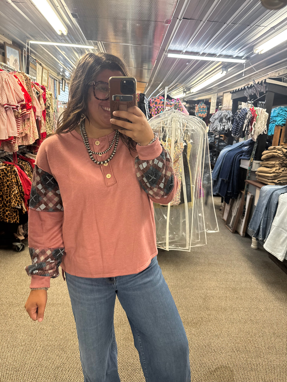 Mauve Button Front Top