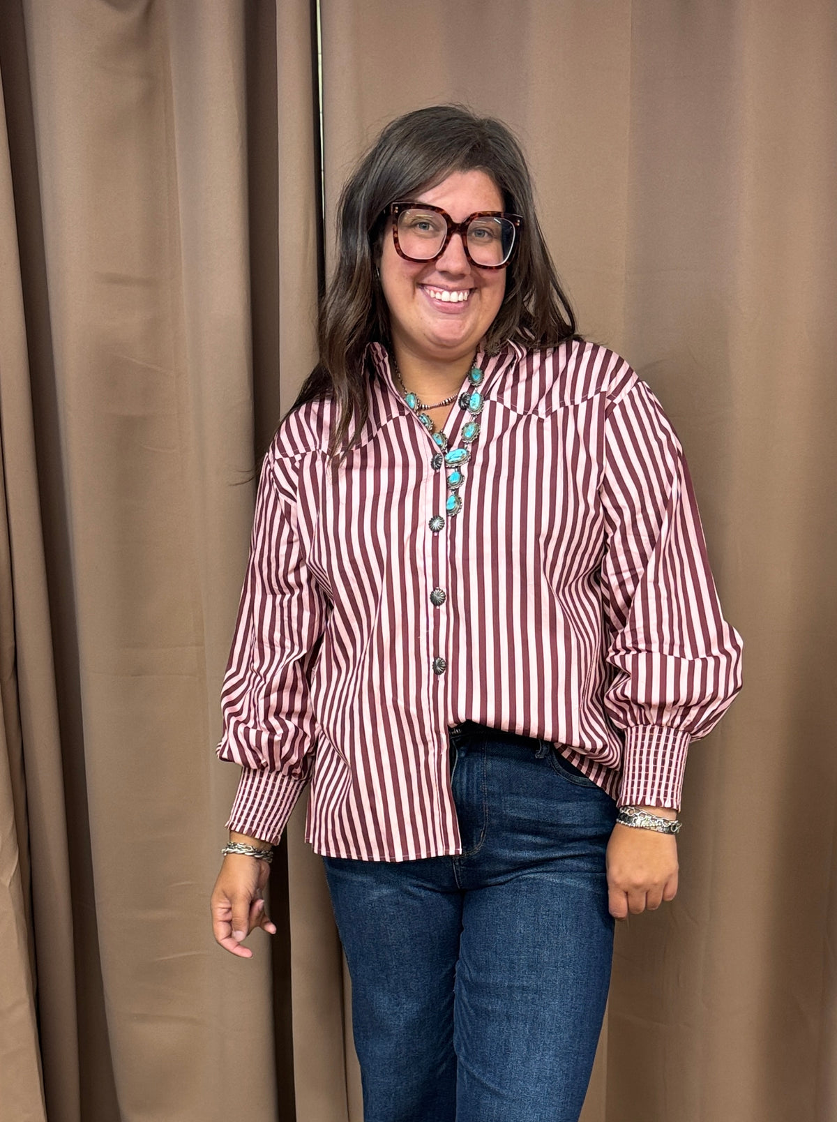 Maroon and Mauve Striped Top