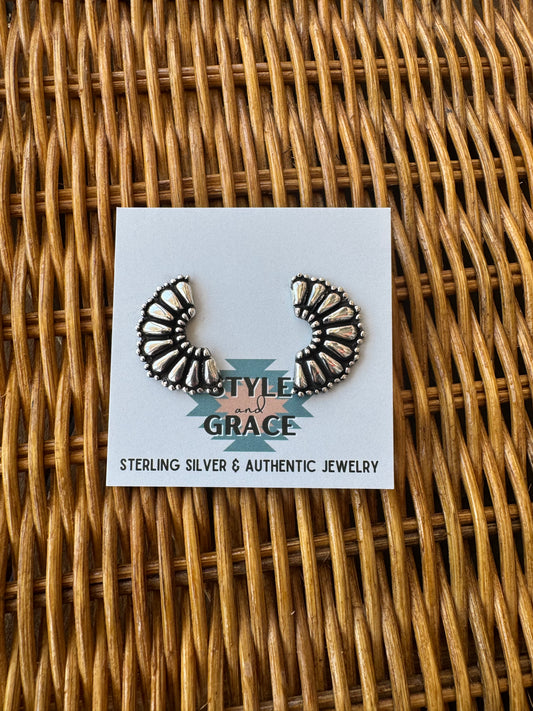 Silver Half Cluster Earrings