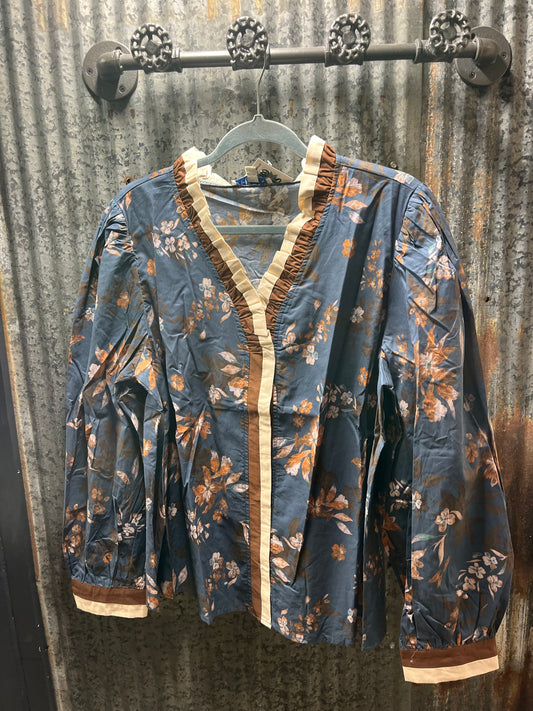 Dusty Blue Floral Top