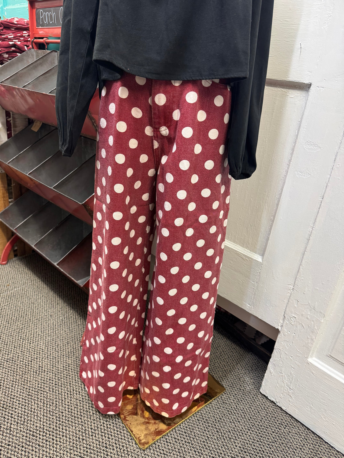 Burgundy Polka Dot Jeans