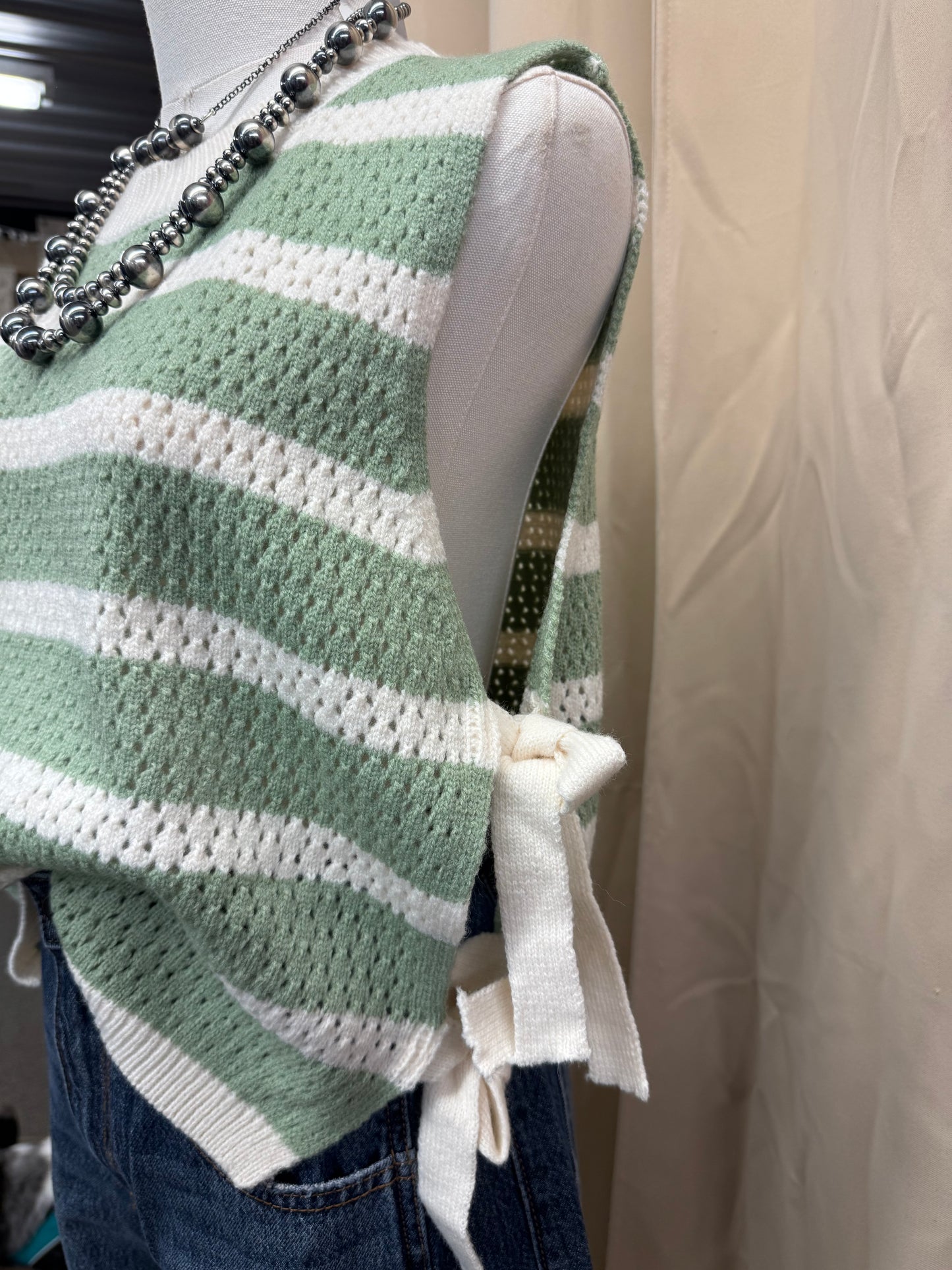 Green Striped Sweater Top
