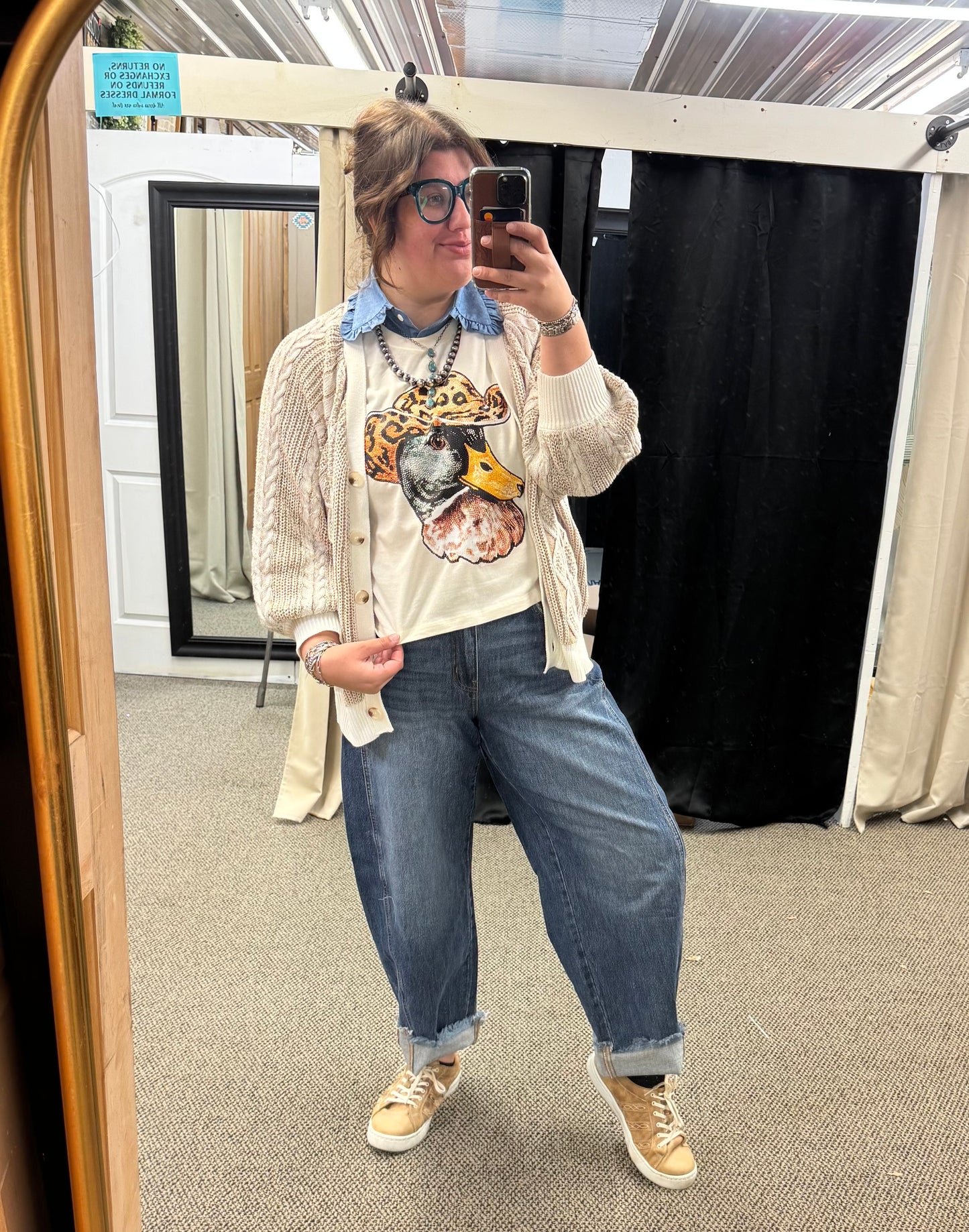 Faux Rhinestone Duck Tee