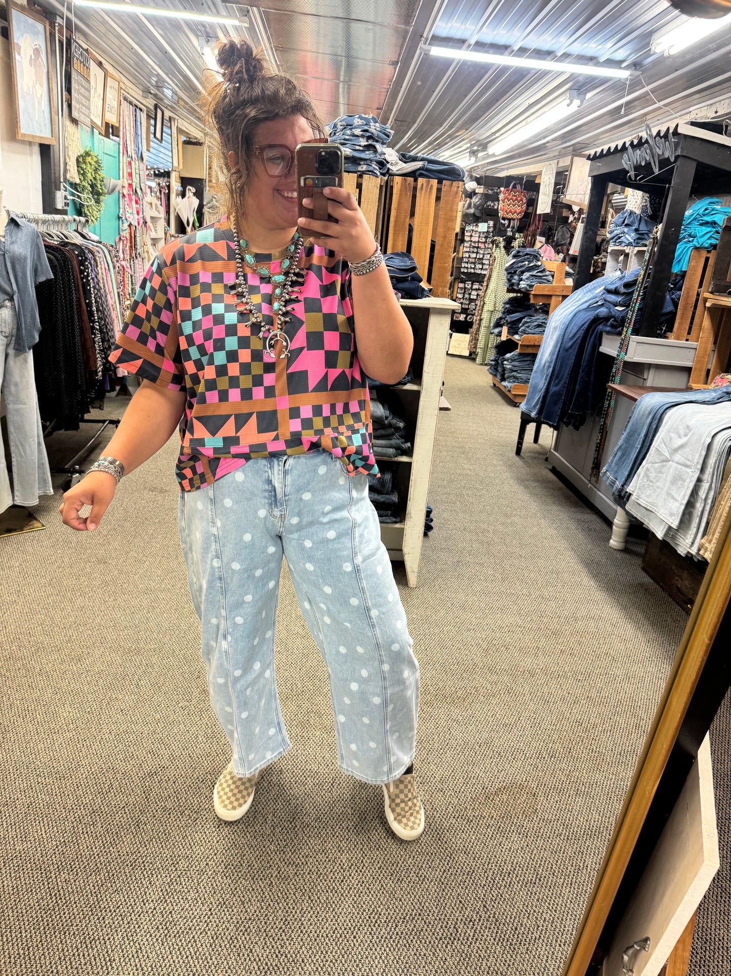 Polka Dot Barrel Jeans
