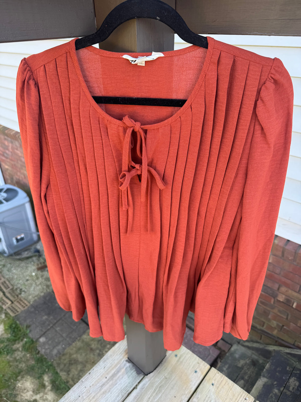 Rust Pleated Top
