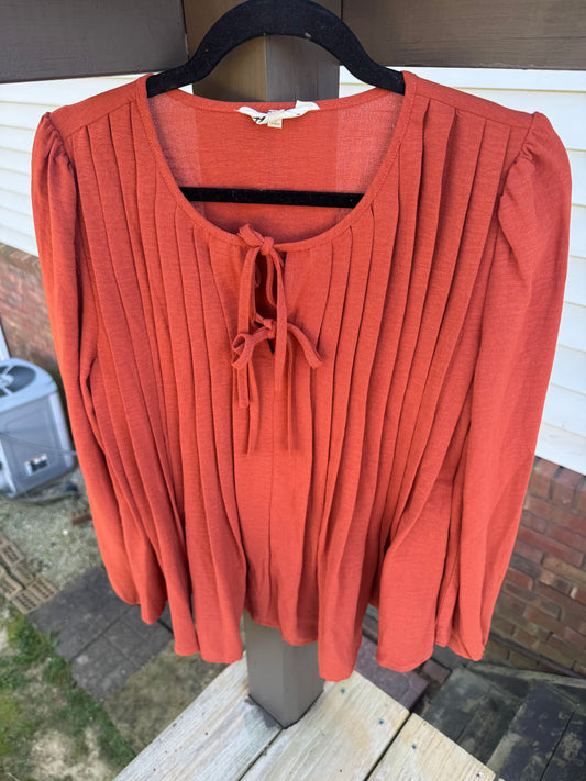 Rust Pleated Top