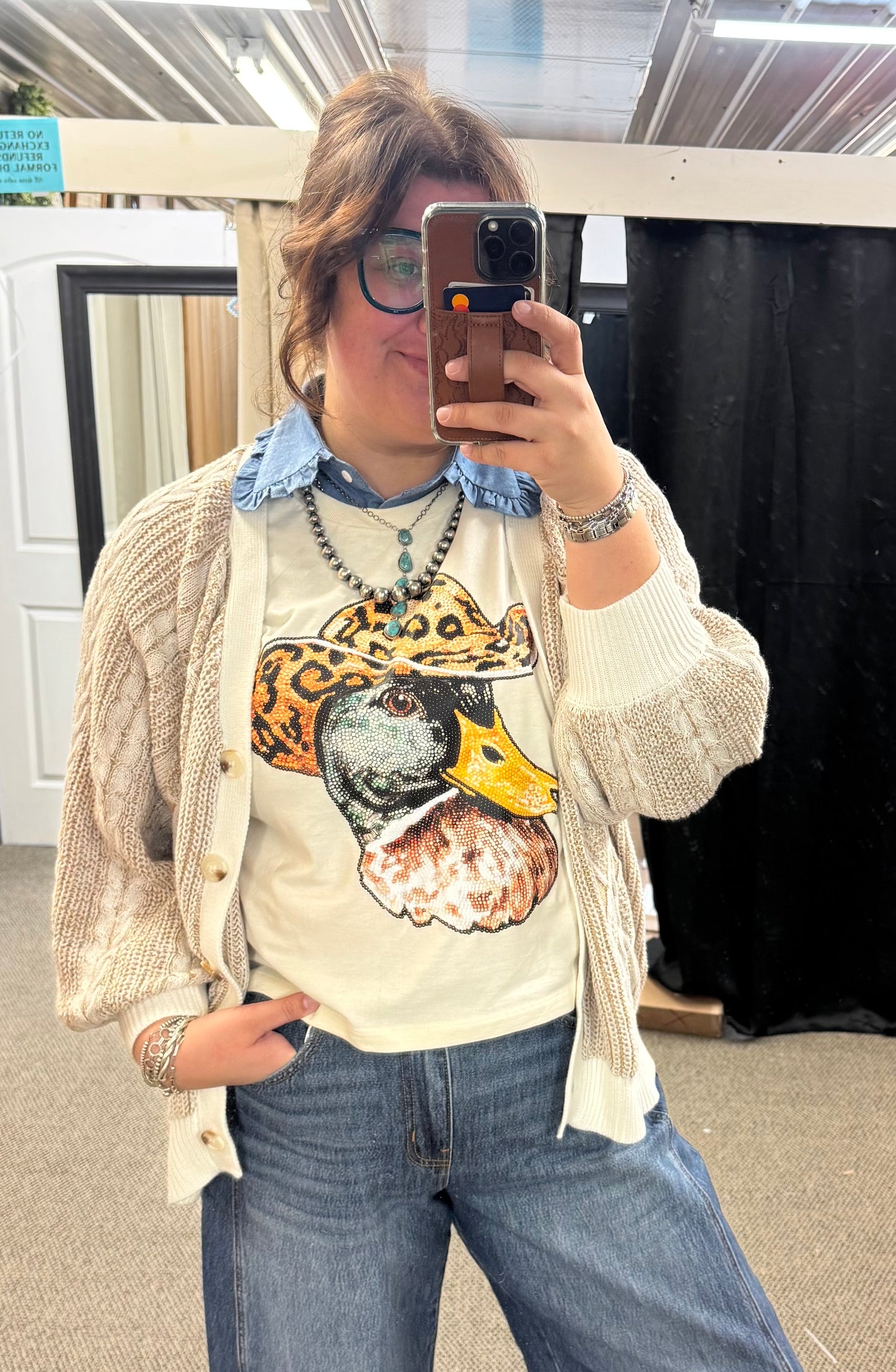 Faux Rhinestone Duck Tee