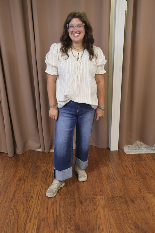 TC Thick Cuffed Wide Leg Jeans