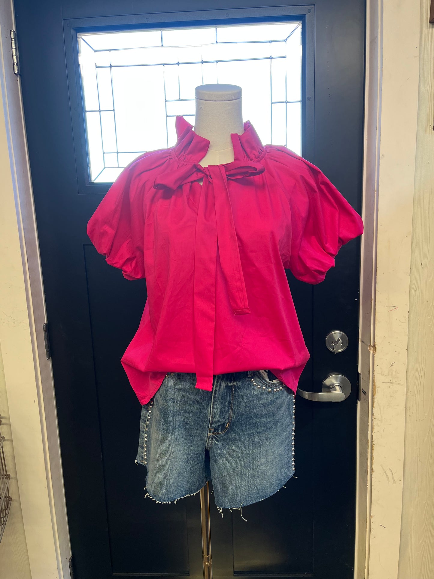 Pink Tie Front Top