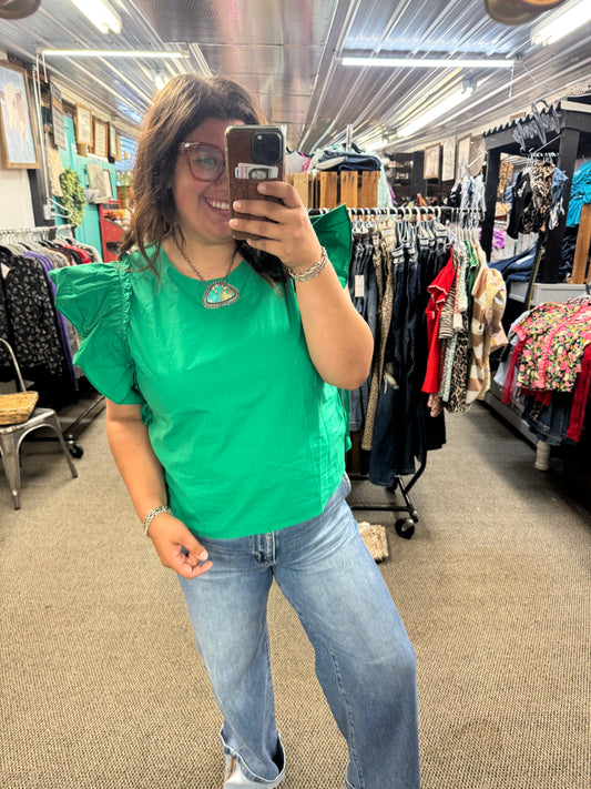 Green Ruffle Tank