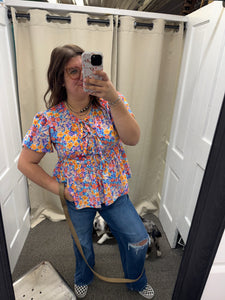 Floral Front Tie Top
