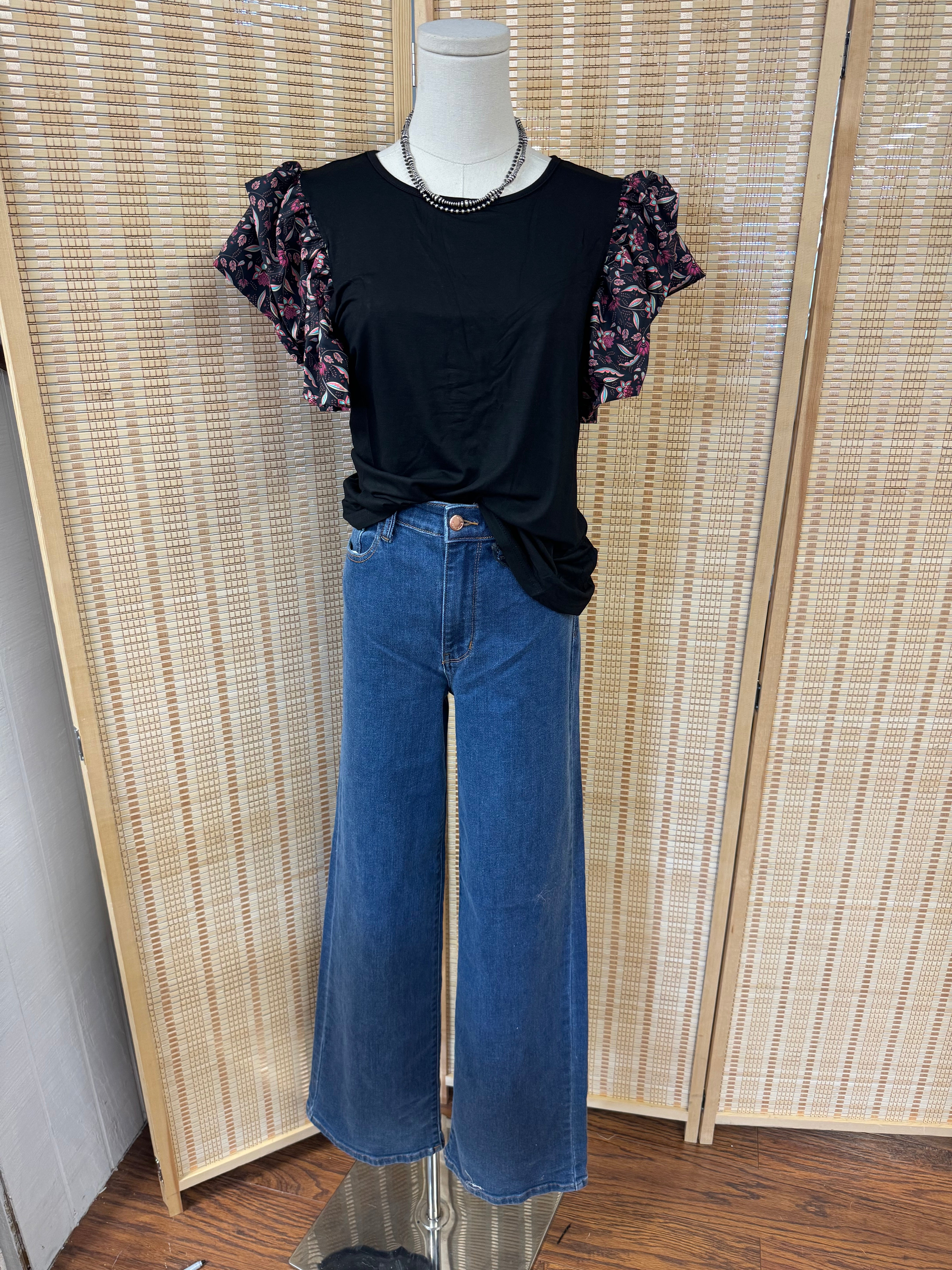 Floral Ruffle Sleeve