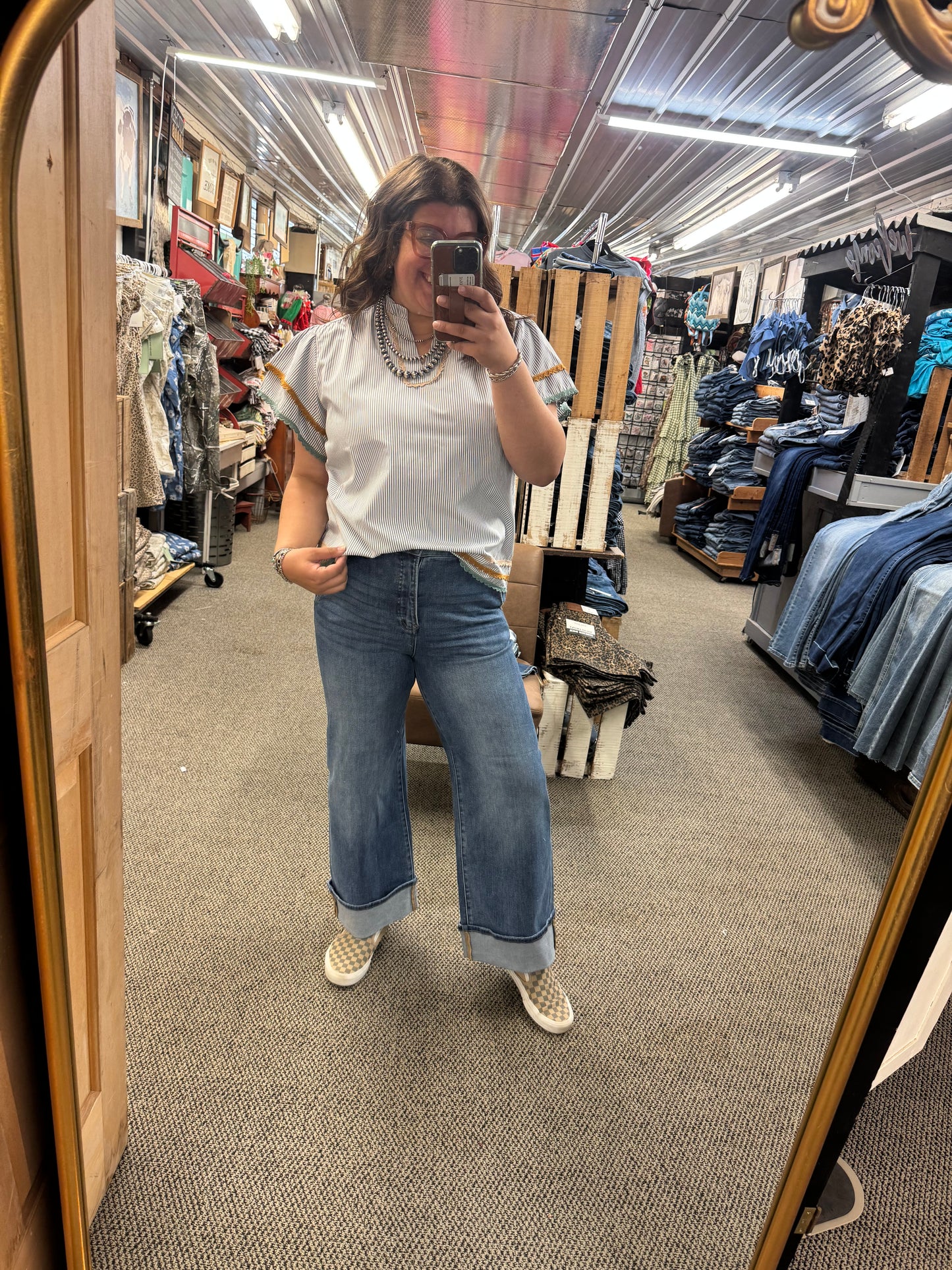 TC high rise wide cuffed jeans