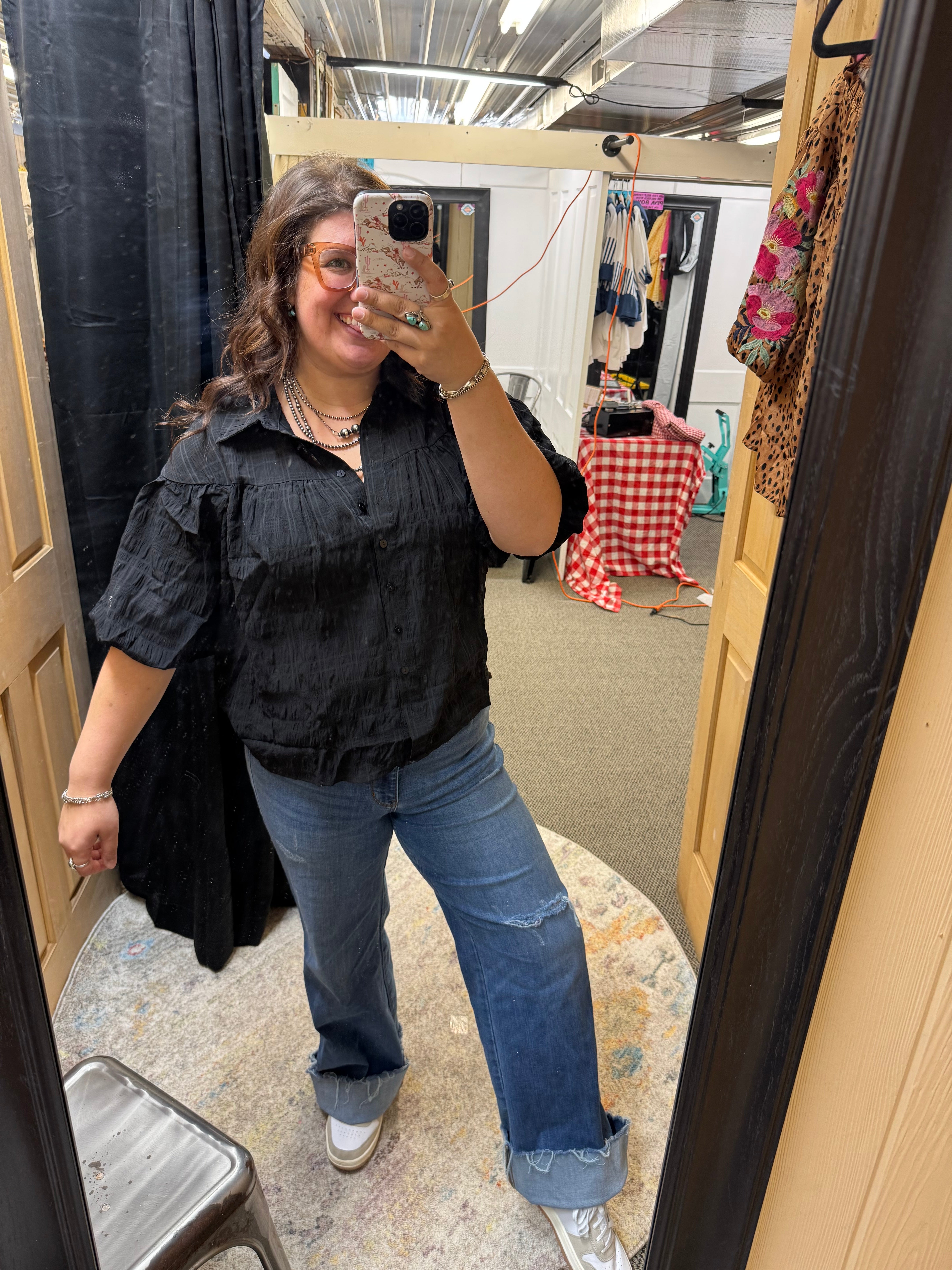 Black Puff Sleeve Top
