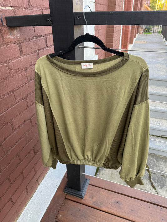 Olive Slub Top