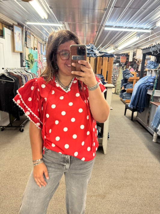 Red Polka Dot Top