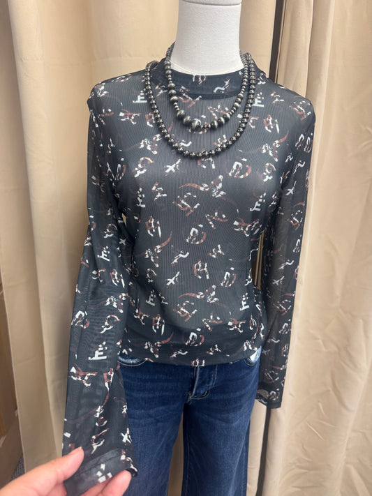 Black Brands Mesh Top