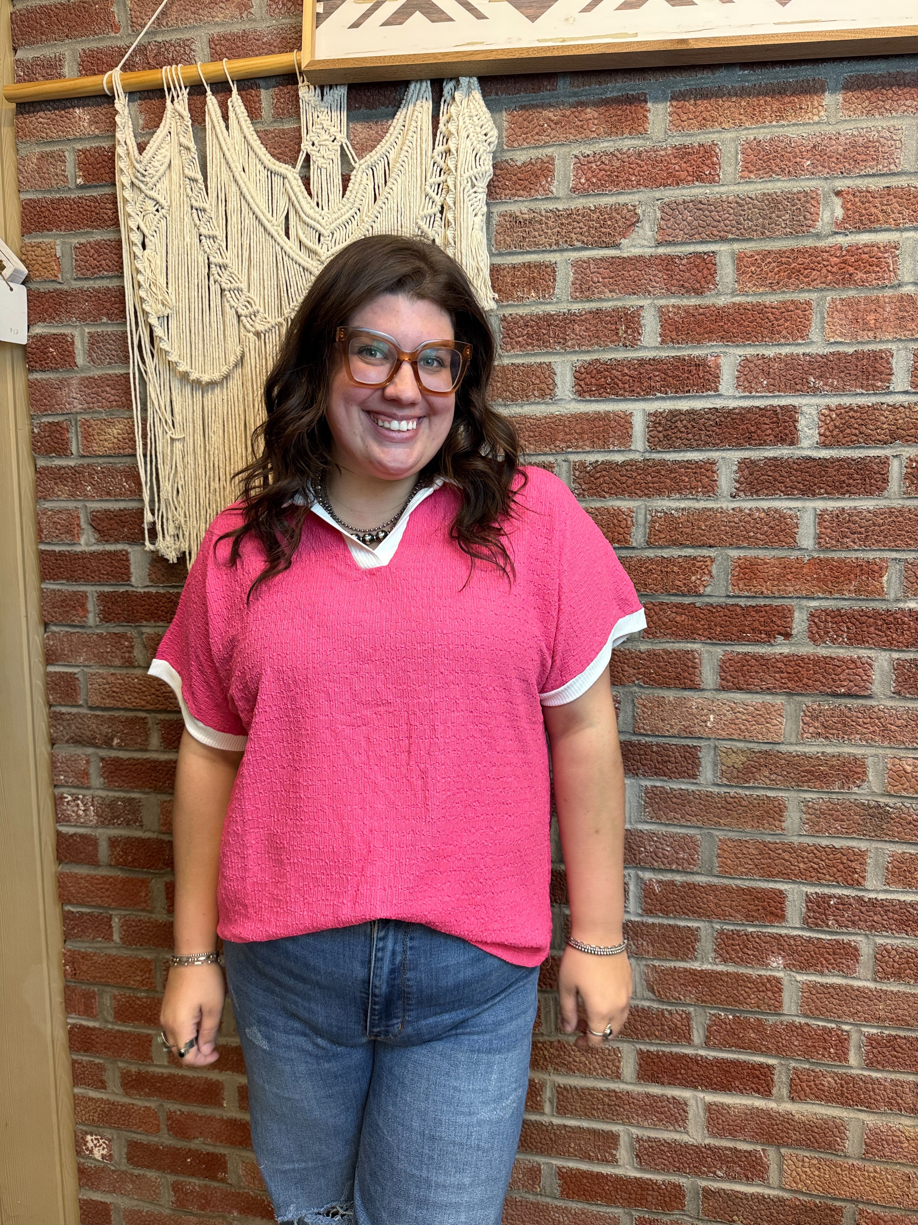 Magenta Collared Top