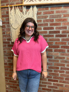 Magenta Collared Top