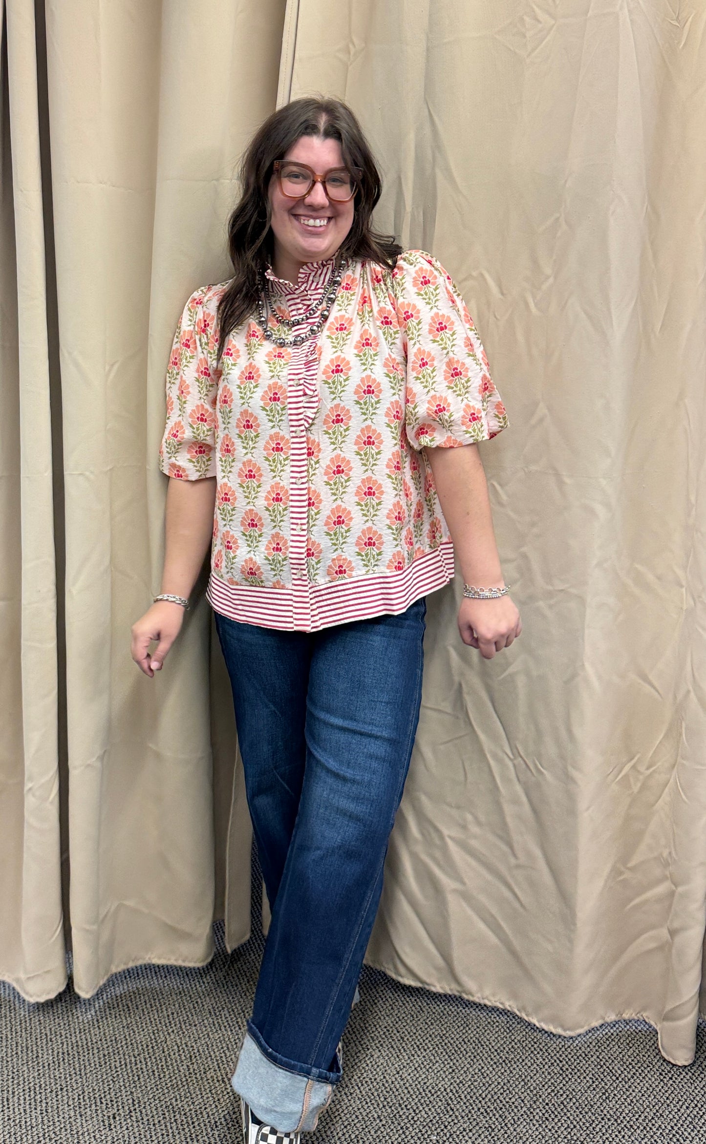 Peach Floral Top
