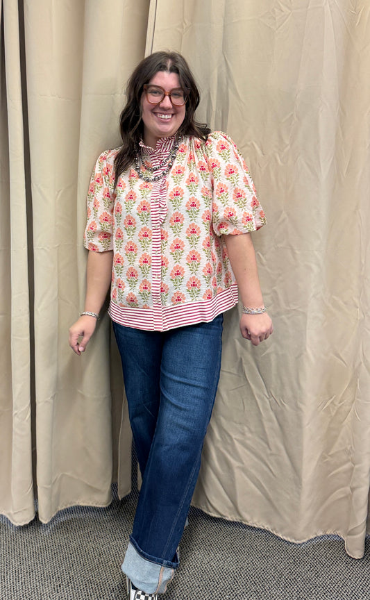 Peach Floral Top