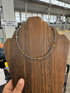 Mixed Stone Pearl Necklace- 14 inches