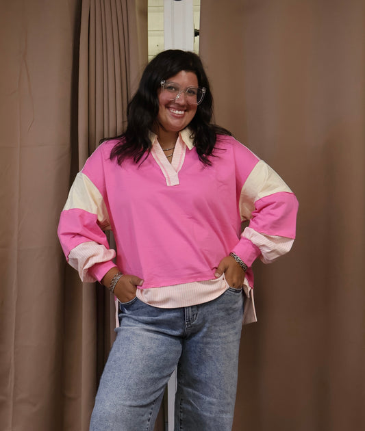 Pink Collared Pullover