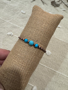 Copper Pearl and Turquoise Bracelet