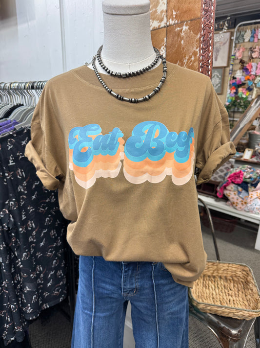 Brown Retro Eat Beef Graphic