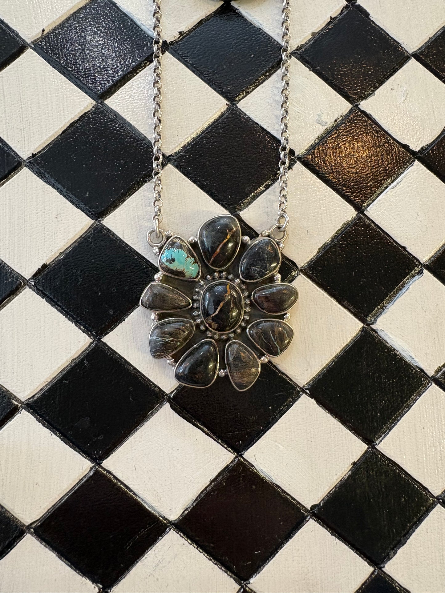 Blackjack Turquoise Cluster Necklace