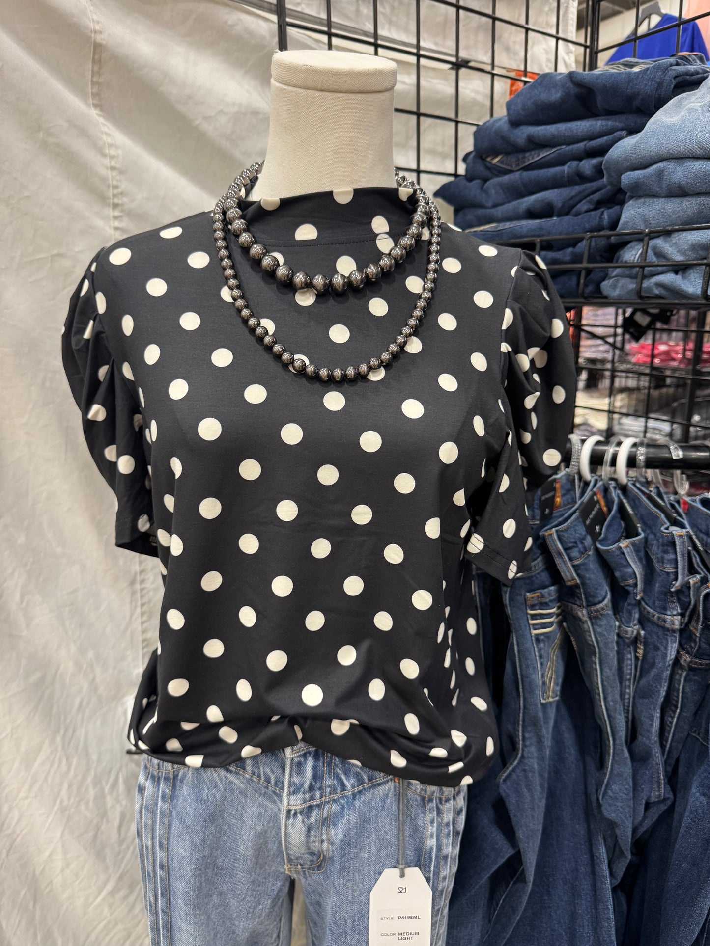 Black Polka Dot Top