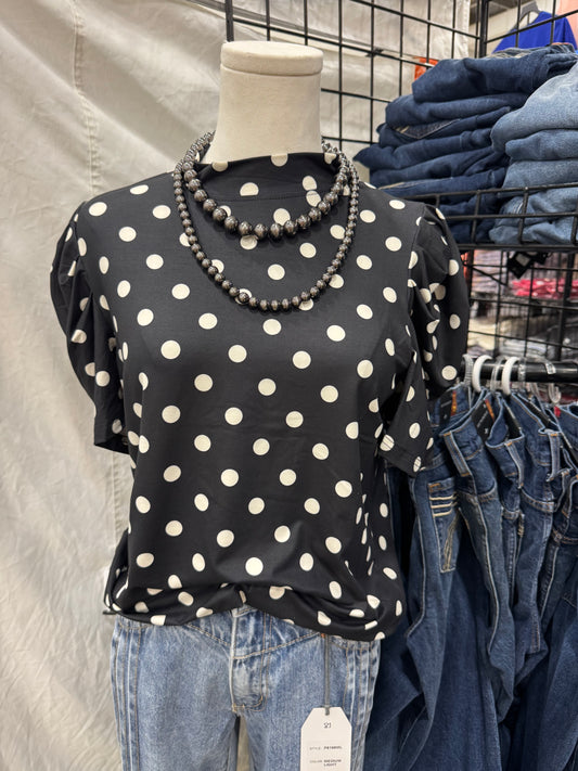 Black Polka Dot Top