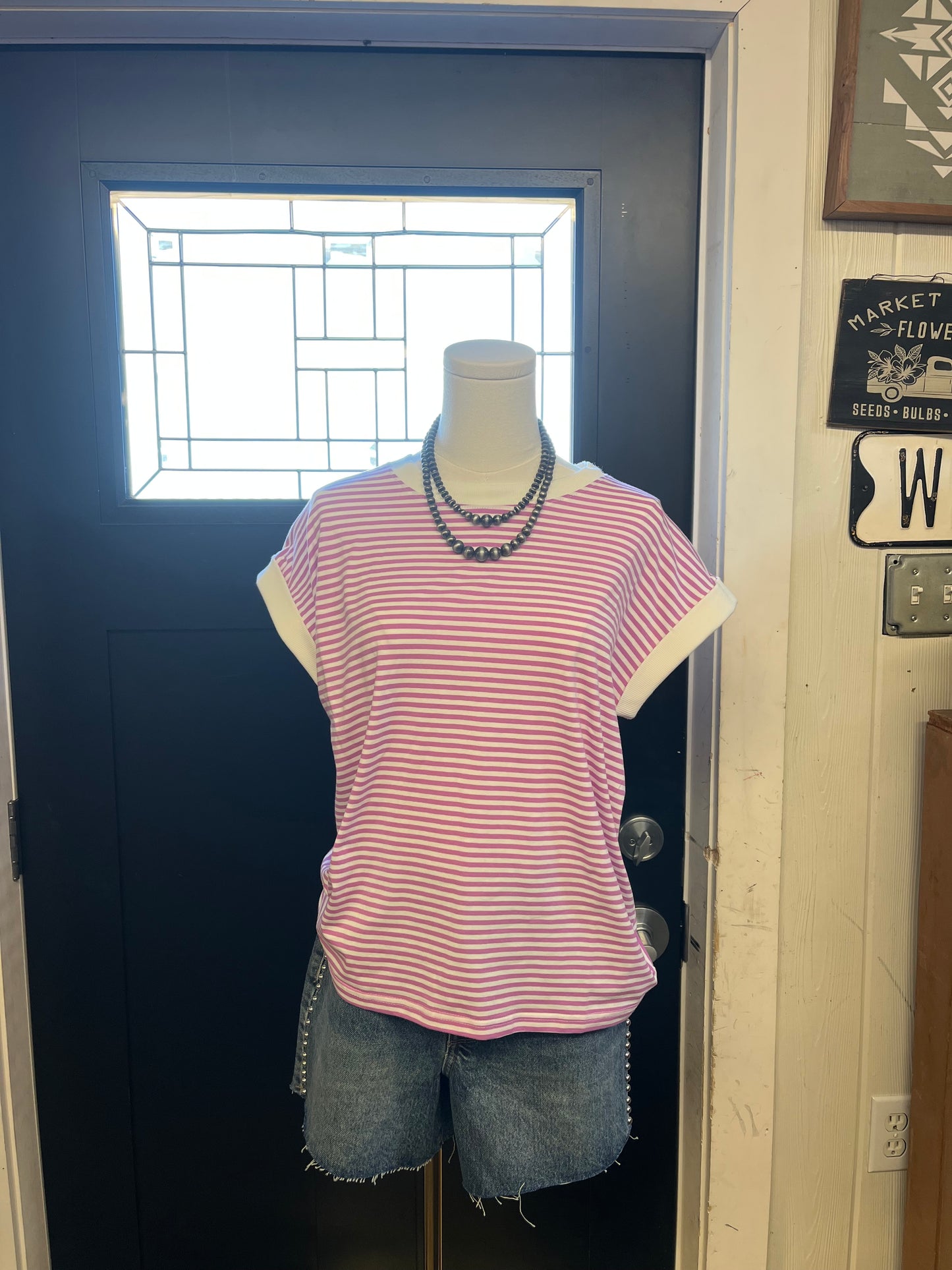 Mauve Striped Top