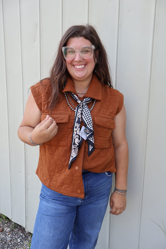 Rust Button Front Vest