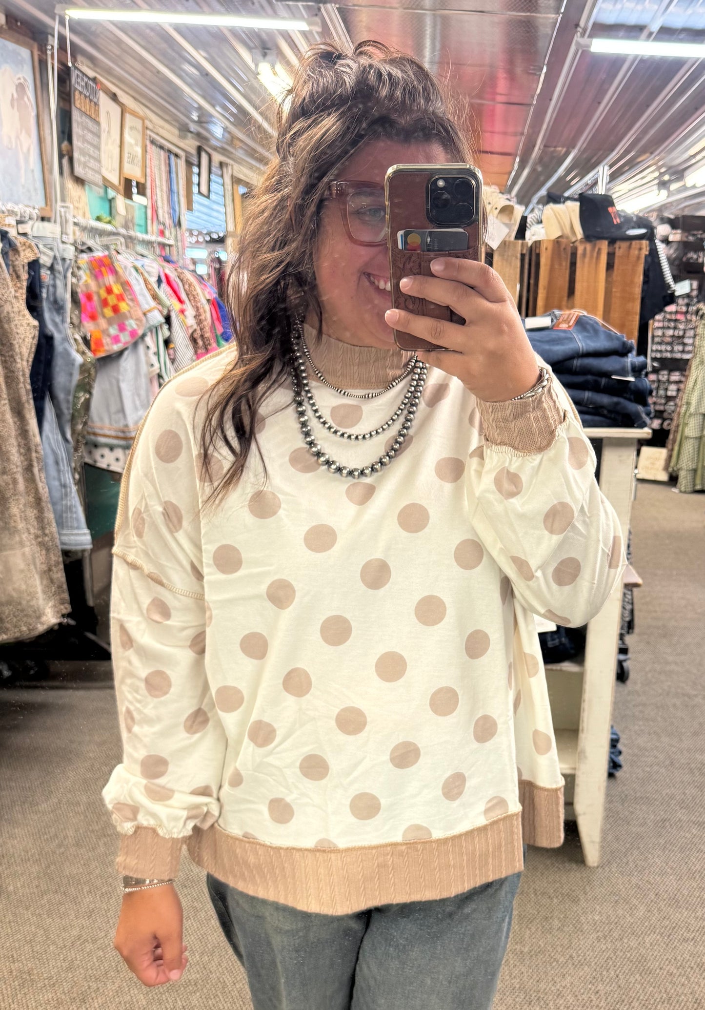 Ivory Polka Dot LS