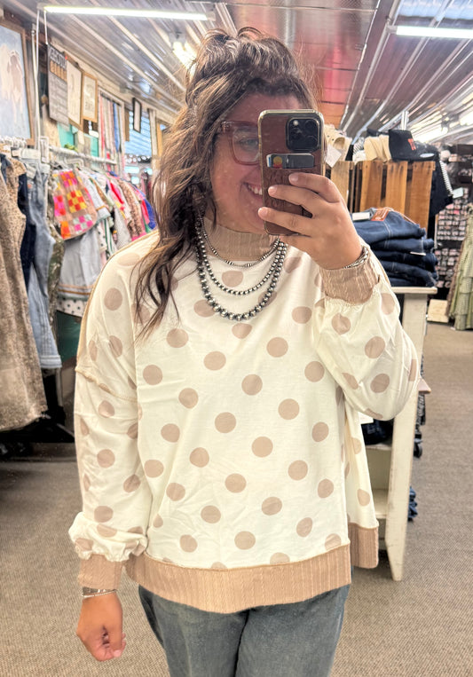 Ivory Polka Dot LS