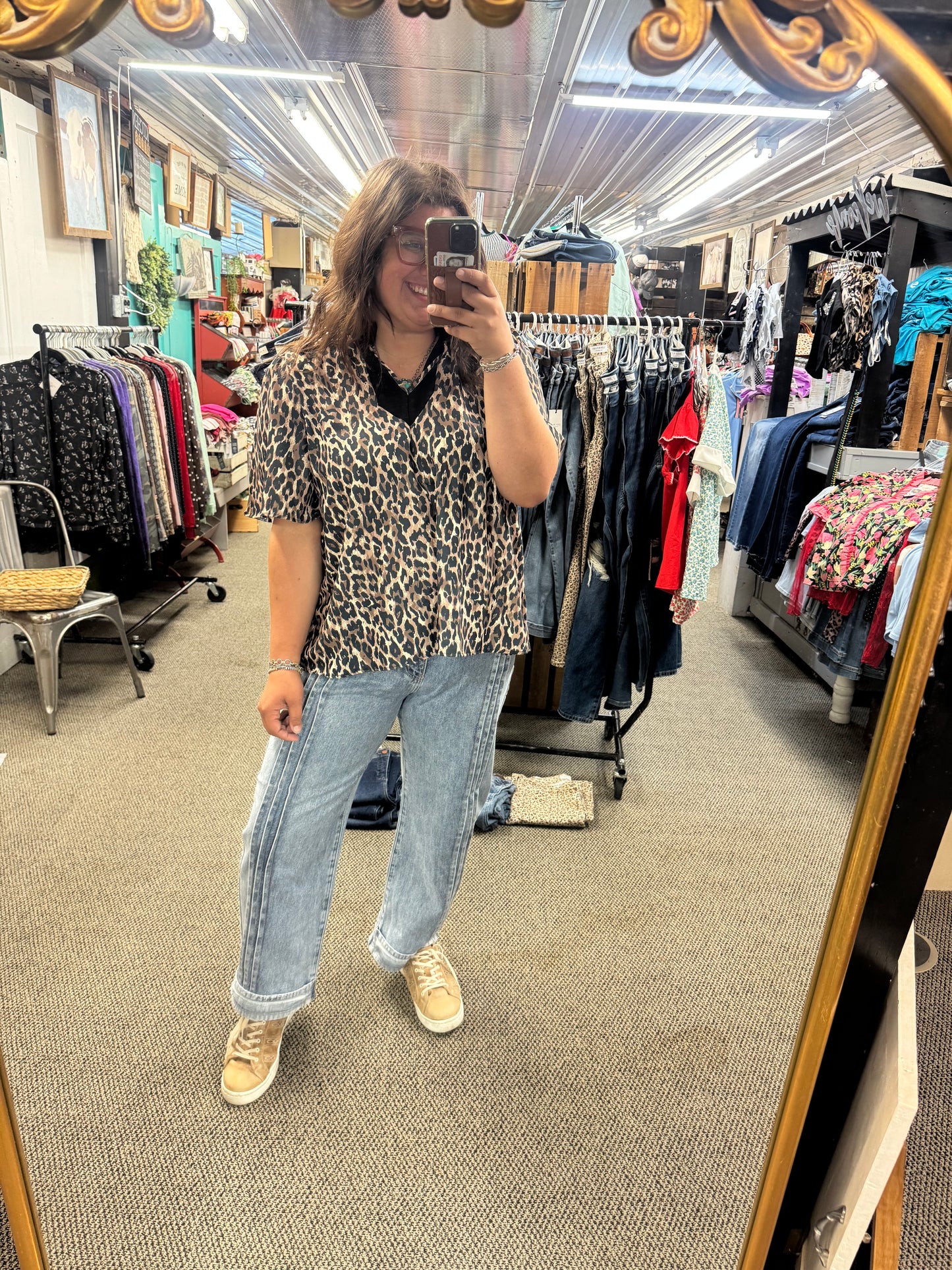 Pleated Detail Mini Barrel Jeans
